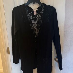 Candie's Black Lace Cardigan Sweater